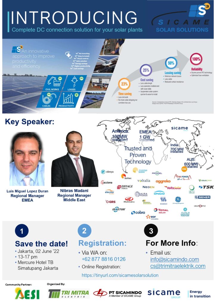 SICAME SOLAR SOLUTION - DC Connection Solution for Solar Plants | [AESI - Community Partnership]